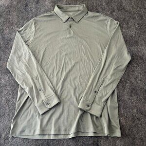 Charles Tyrwhitt long sleeve polo khaki green Mens XXL 100% cotton